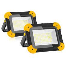 Lampe de Travail Magnétique Rechargeable, Projecteur LED Portable Sans Fil Alimenté par Batterie, Éclairage de Chantier Extérieur (Lot de 2)