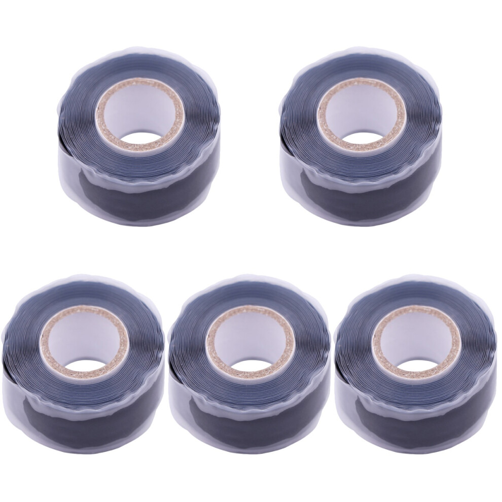 5Rolls Black Silicone Tape For Plumbers Leak Repair And Wire Wrapping 034141889491