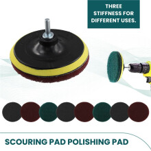 16Pcs 5Inch 3 Different Color Scrubbing Pads Drill Powered Brush Tile Scrubber Scouring Pads Cleaning Kit,Abrasive Buffing Pads Replacement 1 Pcs Hook