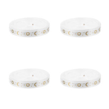 4Rolls White Polyester Ribbon for Holiday Wreaths Ramadan Party Decor