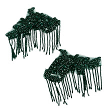 Elegant Beaded Fringe Applique For DIY Fashion Handmade-Green