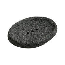 Sandstone Texture Resin Soap Holder With Quick-Dark Gray Oval