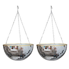 2X Macetero con Forma de Bola de Discoteca Florero Colgante Macetas con Espejo de Drenaje Cesta Colgante Decoración de Jardín de Habitación -XL