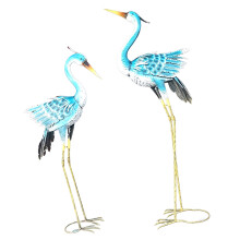 Metalen staande reiger buitenbeeld standbeeld vogel tuin-Blauw