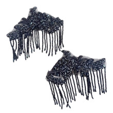 Rhinestones Fringe Trim For Evening Gown Stage Costume-Grey