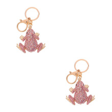 2Pcs Chaveiro Rosa Com Cristais Brilhantes De Zinco