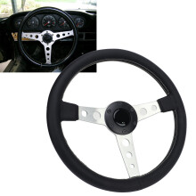 White Stitch 14in Steering Wheel Black Leather