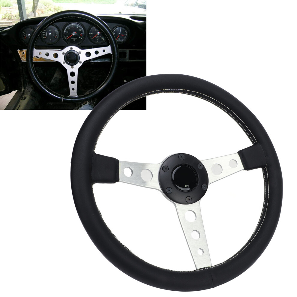 Stitch 14In Steering Wheel Leather White/Black 7055741105067