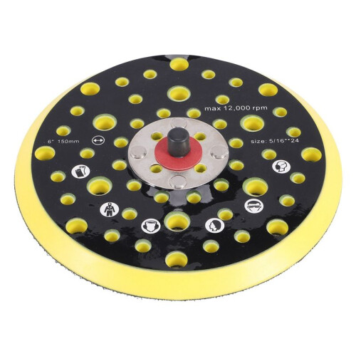 150mm 5/16 Thread 52 Hole Medium Density Random Orbital Sander Hook & Loop Backing Pad Compatible with Mirka CEROS DEROS