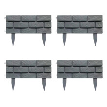Clôture de jardin décorative, 4 pièces, Imitation pierre,-gris