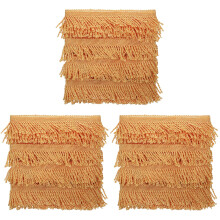 3Rolls Golden Curtain Fringe Trim DIY Sewing Tassel Border