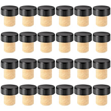 24 Pieces Cork Plugs Cork Stoppers Tasting Corks T-Shape Wine Corks with Top Wooden Wine Bottle Stopper Bottle Plugs