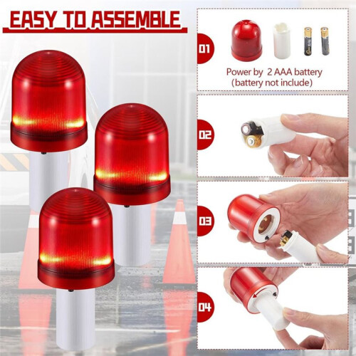 Conjunto de 12 Luzes LED para Cones de Trânsito com 3 Modos de Intermitência e Sinalização Luminosa. 1