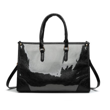 Stylish Letter Print Handbag Large Capacity PVC Bag For-Black