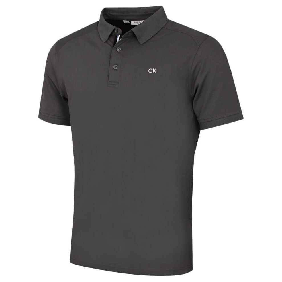 Calvin Klein (Xxl, Charcoal Sport) Mens 2026 Campus 3 Button Ribbed Collar Golf Polo Shirt
