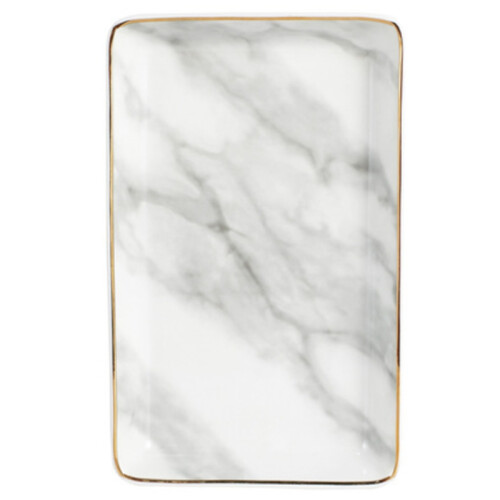 Ceramic Storage Tray Nordic Style Rectangular Marble Pattern Practical Decoration Jewelry Display Tray,Gray Large