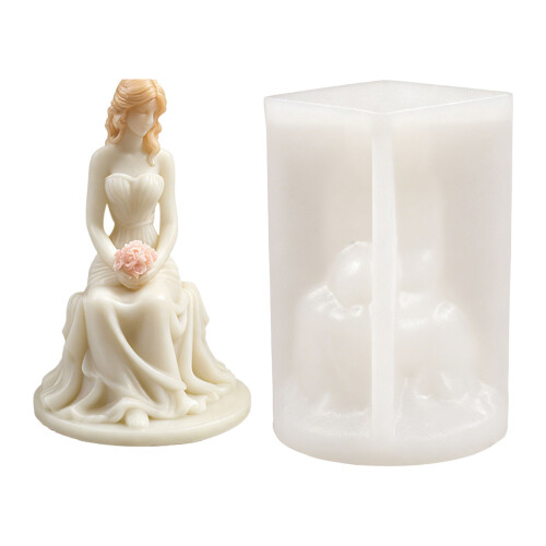 Bride Shape Silicone Candle Molds for Candle Making Wedding Cake