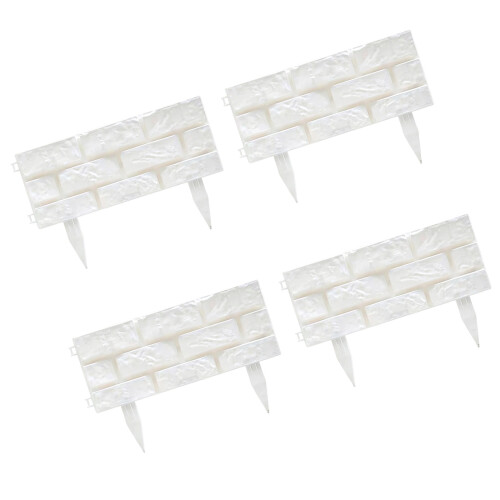 Imitation Stone Brick Plastic Flower Beds Border Insert-White