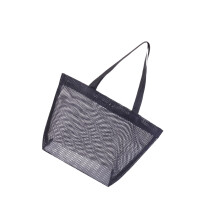 Portable Hollow Mesh Beach Bag Large Capacity Quick Dry-Black S