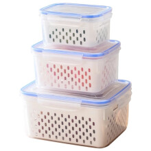 4 in 1 Food Storage Container, Fruit Storage Containers for Fridge, Produce Storage Containers with Lid and Strainer