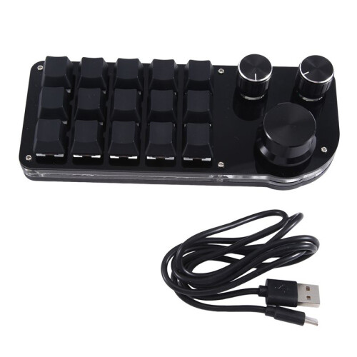 Programming Macro Custom 15 Keys 3 Knob Keyboard RGB Copy Paste  Button Photoshop Gaming Keypad Mechanical Hotswap A