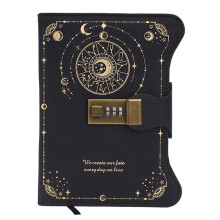 Retro Diary Notebook PU Leather Journal with Password-Black