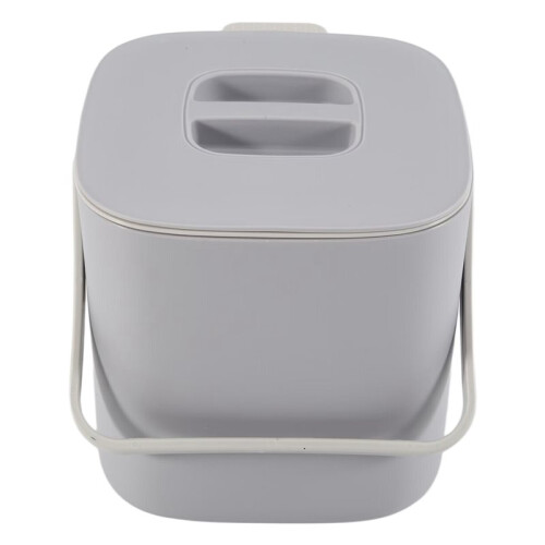 Plastic Kitchen Food Waste Trash Can Compost with Drainer Rubbish Container Organizer Accessories Tools-Light Grey 1