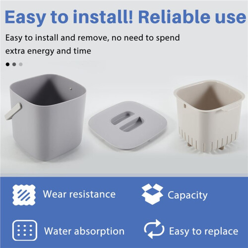 Plastic Kitchen Food Waste Trash Can Compost with Drainer Rubbish Container Organizer Accessories Tools-Light Grey 2