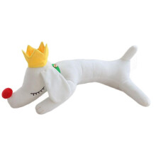 Cute Crown Dog Pillow Plush Toy Doll Lying Dog Puppet Girl Bed, Sleep  the Bed, Soothing Puppet Doll