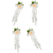 Nuptial Car Glasses Silk Flower Adornment Bowknot-Champagne
