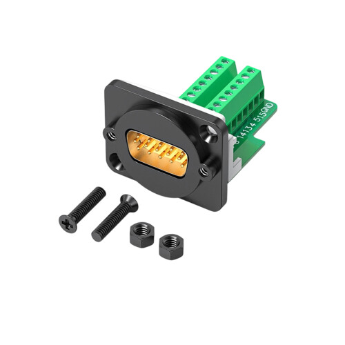 DB9Pin VGA Panel Mount Connector Module-black HDB15 pinmale