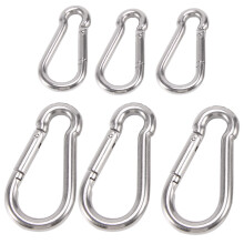 Moschettone Moschettone un Molla nel Acciaio Inossidabile 6 Pezzi, Piccolo Moschettone, Clip nel Acciaio Inossidabile per Arrampicata Bandiere (M6 e