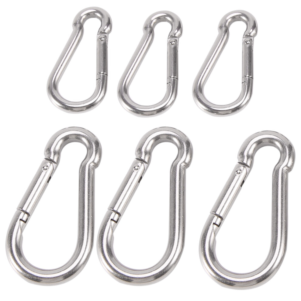 6Pcs Stainless Steel Spring Snap Hook Carabiner, Small Carabiner, Stainless Steel Clips For Flags Climbing(M6 And M8) 4711941670202