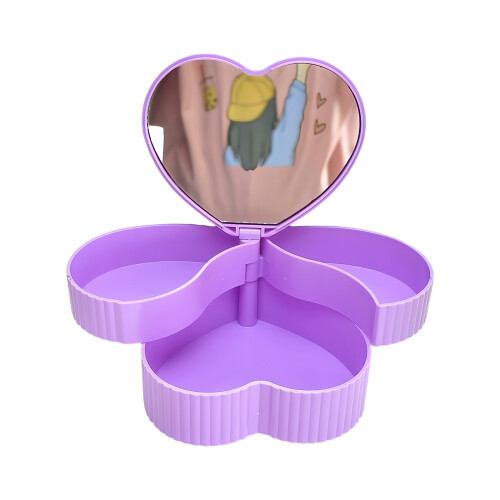 Modern Rotating Plastic Jewelry Box Storage Case With-Purple