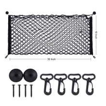 Fahren 39" x 16" Car Rear Trunk Cargo Storage Bag Organizer for Cars, Truck, SUVs, Double Layer Nylon Mesh Net - Black