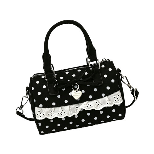 Trendy Lace Embellished Small Shoulder Bag Spacious-Black