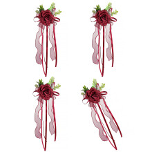 Pack of 4 Elegant Wedding Car Ornament Wedding Car-Burgundy