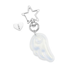 Elegant Angel Wing Keyring Acrylic Charm Decoration-White
