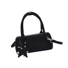Sac à main élégant en PU de couleur unie, avec sangle-Noir