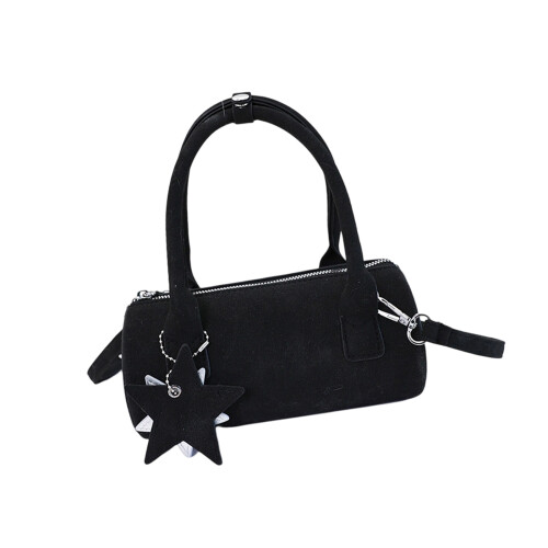 Sac à main élégant en PU de couleur unie, avec sangle-Noir