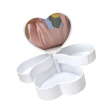 Decorative Plastic Heart Jewelry Case With Mirror Top And-White