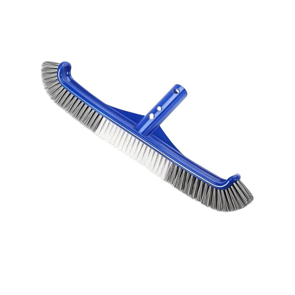 Pool Brush 17" Pool Brushes Cleaning Pool Walls Curved Ends High-Efficiency Nylon Bristles Ez Clip Attachment 6031418880636