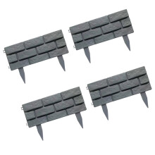 4 Stuks Plastic Hek Partitie Hek Imitatie Steen-grijs
