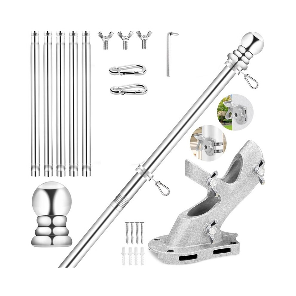 Flag Pole For House,6 Ft Stainless Steel ,Flag Pole Kit, 1In Rustproof Porch Flagpole For Outdoor Sport For Flag 4711284656260