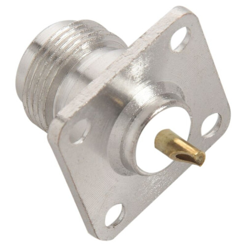 4X N Type Female Jack RF Coax Connector 4-Hole Panel Mount with Solder Cup,Silver 1