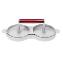 Doppelte Hamburgerpresse, Burger-Patty-Maker Aus Aluminiumlegierung mit Holzgriff, Fleischpresse, Runder Hamburger-Patty-Maker