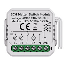 3 Gang Matter WiFi  Module  Home Relay Automation Breaker Work with Homekit Smartthings Alexa  Home 3CH