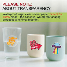 20 Sheets A4 Clear Sticker Paper for Inkjet Printer, Self Adhesive, 8.3 X 11.7 Inches