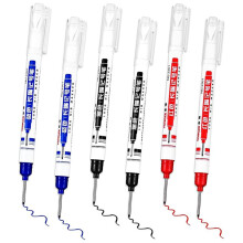 6 Pcs Multi-Purpose Deep Hole Pens Long Deep Nib Markers 20mm Long- Drill Markers Quick Dry Carpenter Pens