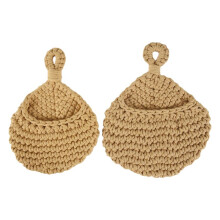 Jute Potato and Onion Storage Basket for Pantry Boho Kitchen Decor Bohemian Hanging Fruit Baskets for Kitchen